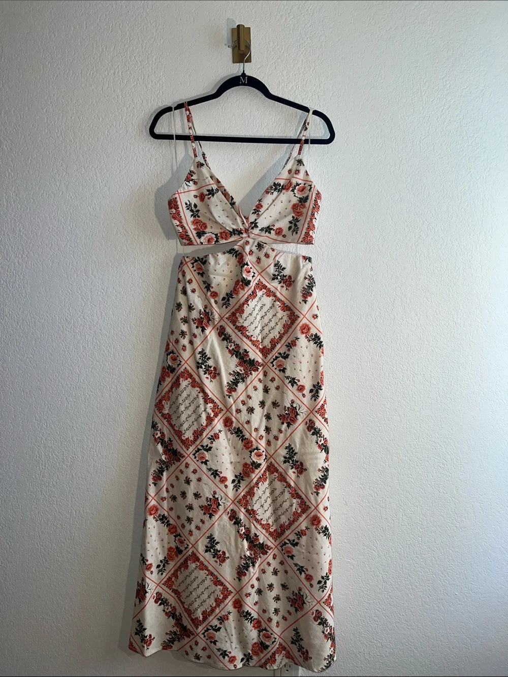 Abercrombie & Fitch Cream Maxi Dress with Rust Floral Print